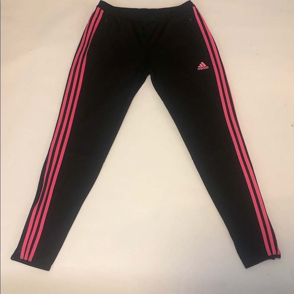 Women’s size M Adidas track pants pink stripes